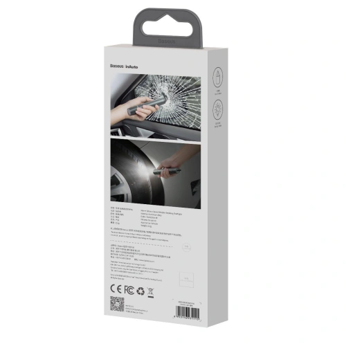 Buy Baseus Sharp Tool Safety Hammer (Window-breaking + Flashlight) Grey - BSU2086GRY - {ean13} - Home Screen Store Europe