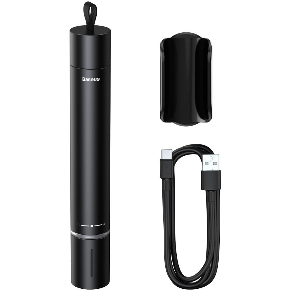 Akcesorium samochodowe 2w1 Baseus, młotek do szyb + latarka (czarne)