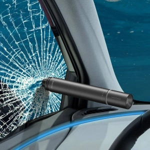 Auto příslušenství 2w1 Baseus, kladivo na sklo + svítilna (černé)