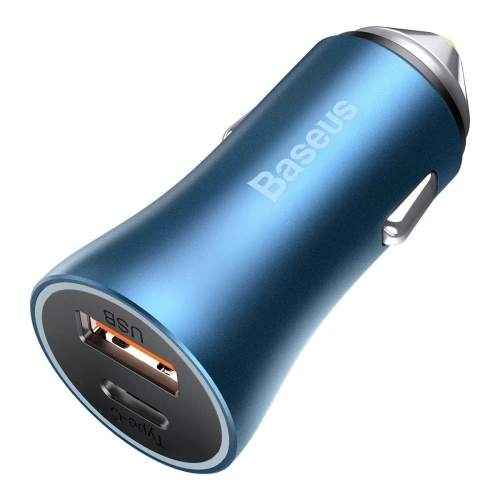 Kup Încărcător auto Baseus Golden Contactor Pro, USB + USB-C, QC4.0+, PD, SCP, 40W (albastru) - BSU2094BLU - {ean13} - Sklep Home Screen