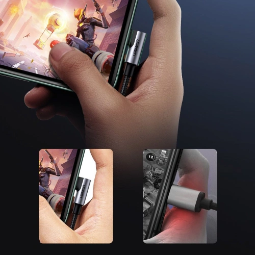 Kup UGREEN MFI cablu unghiular cu conector lateral USB Tip C - Lightning Power Delivery 3 A 1,5 m gri (60764 US305) - UGR703GRY - {ean13} - Sklep Home Screen