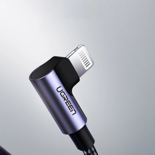 Kup UGREEN MFI kątowy kabel przewód z bocznym wtykiem USB Typ C - Lightning Power Delivery 3 A 1,5 m szary (60764 US305) - UGR703GRY - {ean13} - Sklep Home Screen