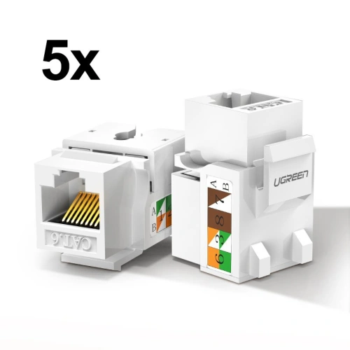 Kup UGREEN 5x selbstverriegelnde Cat 6 8P8C RJ45 1000 Mbps Ethernet-Buchse 568A/B weiß (80179 NW143) - UGR722WHT - {ean13} - Sklep Home Screen