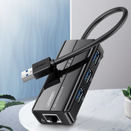 Kup Ugreen hUB 3x USB 3.0 externe Netzwerkkarte RJ45 Giga Ethernet schwarz (20265) - UGR807BLK - {ean13} - Sklep Home Screen