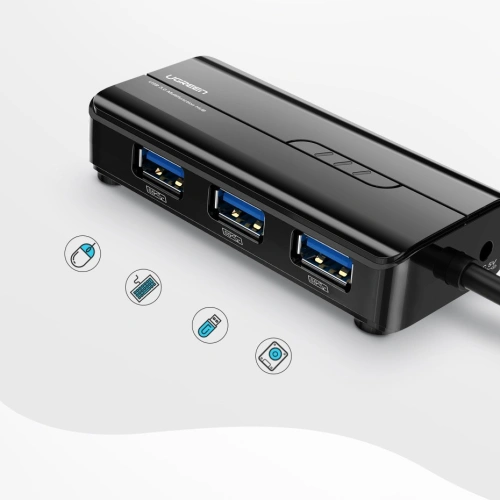 Kup Ugreen hUB 3x USB 3.0 externe Netzwerkkarte RJ45 Giga Ethernet schwarz (20265) - UGR807BLK - {ean13} - Sklep Home Screen