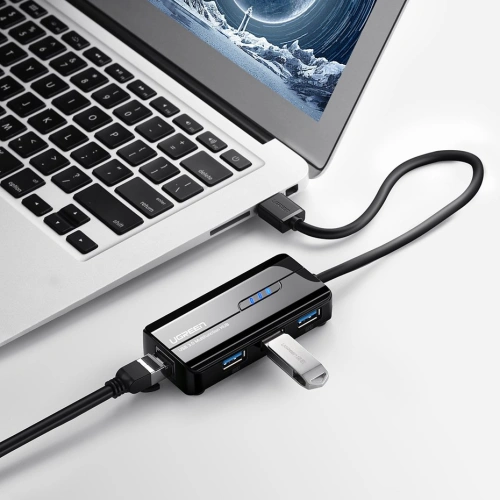 Kup Ugreen hUB 3x USB 3.0 externe Netzwerkkarte RJ45 Giga Ethernet schwarz (20265) - UGR807BLK - {ean13} - Sklep Home Screen