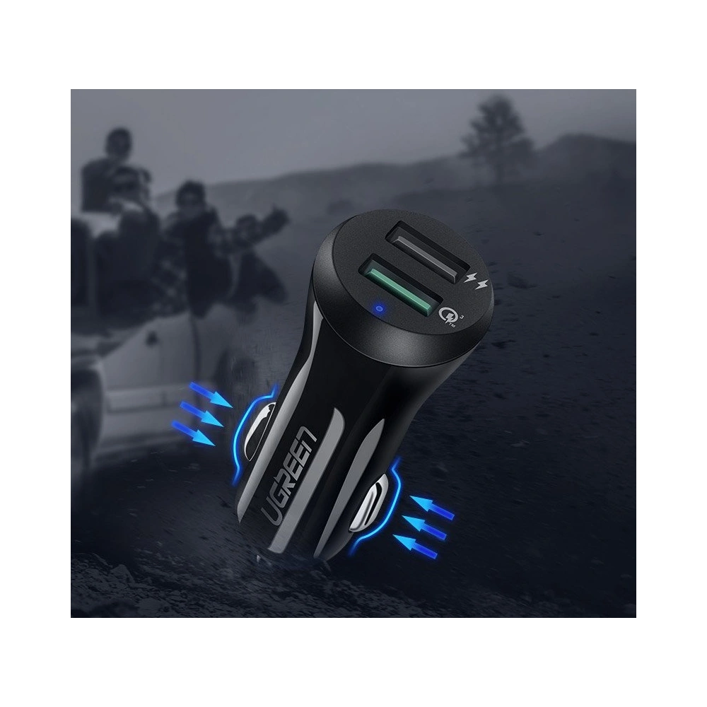 Ugreen ładowarka samochodowa Quick Charge 3.0 2x USB 30W 3A czarny (40309)