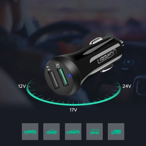 Buy Ugreen 2x USB Quick Charge 3.0 30W 3A car charger black (40309) - UGR808BLK - {ean13} - Home Screen Store Europe