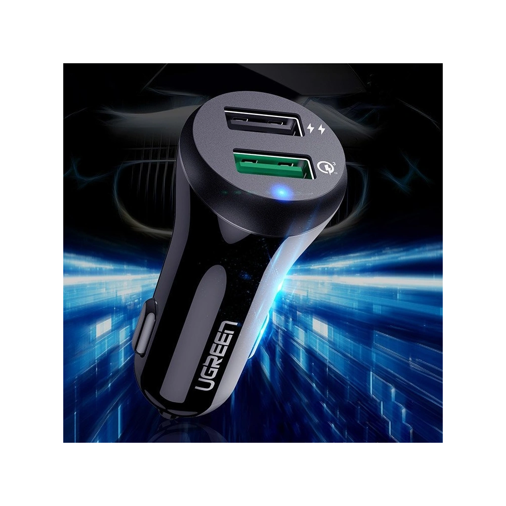 Ugreen ładowarka samochodowa Quick Charge 3.0 2x USB 30W 3A czarny (40309)