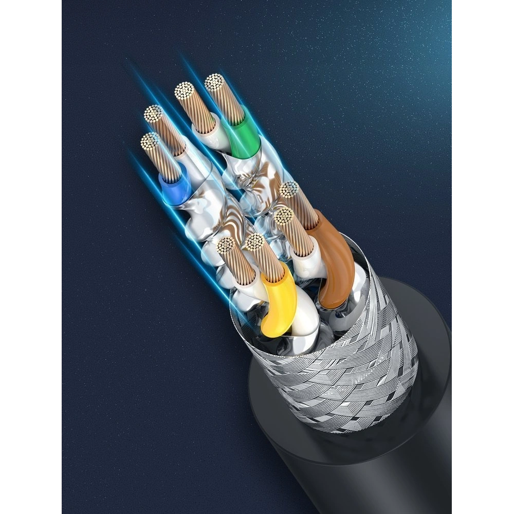 Ugreen kabel przewód internetowy sieciowy Ethernet patchcord RJ45 Cat 8 T568B 20 m czarny (80728 NW121)