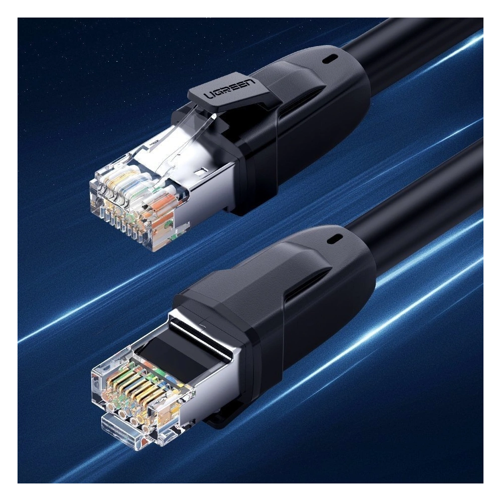 Ugreen kabel przewód internetowy sieciowy Ethernet patchcord RJ45 Cat 8 T568B 20 m czarny (80728 NW121)