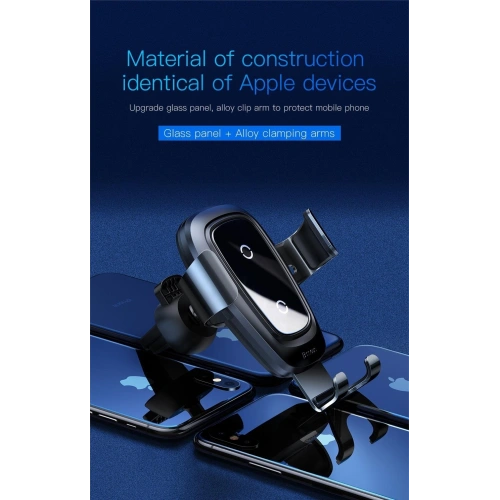 Kup Upevnění do auta s indukční nabíječkou Baseus Metal Gravity Car Mount Wireless Charger Black - BSU043 - {ean13} - Sklep Home Screen