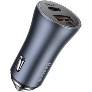 Kup Ładowarka samochodowa Baseus Golden Contactor Pro, USB + USB-C, QC4.0+, PD, SCP, 40W (szara) + kabel USB do USB-C 1m (czarny) - BSU2166BLK - {ean13} - Sklep Home Screen