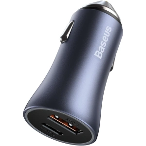 Kup Ładowarka samochodowa Baseus Golden Contactor Pro, USB + USB-C, QC4.0+, PD, SCP, 40W (szara) + kabel USB do USB-C 1m (czarny) - BSU2166BLK - {ean13} - Sklep Home Screen