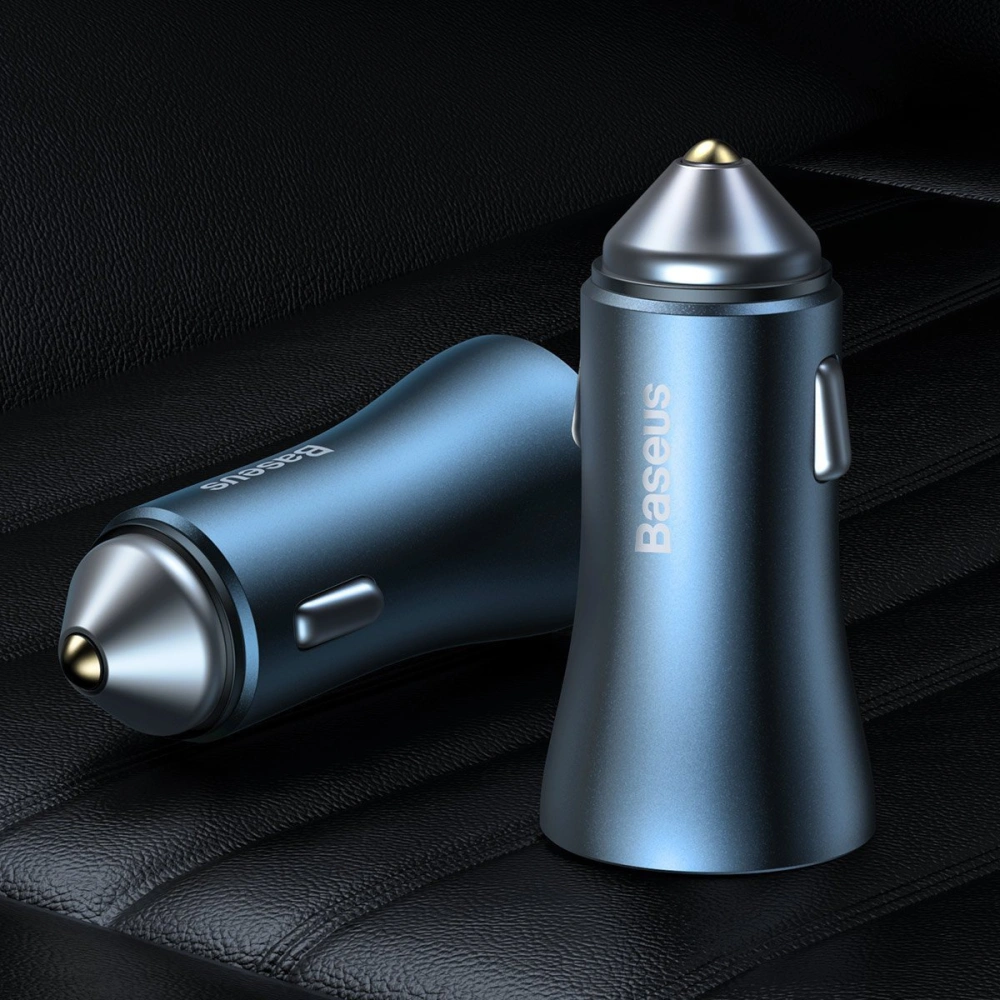 Ładowarka samochodowa Baseus Golden Contactor Pro, 2x USB, QC, SCP, 40W (niebieska)