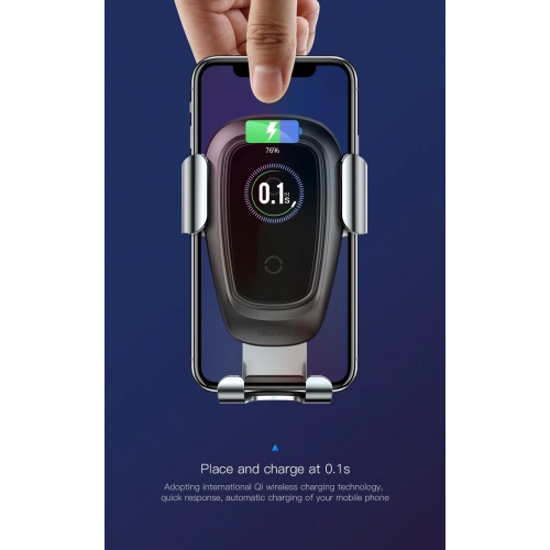 Kup Upevnění do auta s indukční nabíječkou Baseus Metal Gravity Car Mount Wireless Charger Black - BSU043 - {ean13} - Sklep Home Screen