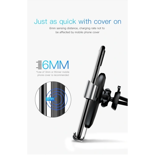 Kup Upevnění do auta s indukční nabíječkou Baseus Metal Gravity Car Mount Wireless Charger Black - BSU043 - {ean13} - Sklep Home Screen