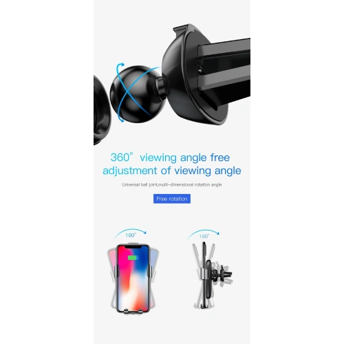 Kup Autohalterung mit induktiver Ladestation Baseus Metal Gravity Car Mount Wireless Charger Schwarz - BSU043 - {ean13} - Sklep Home Screen