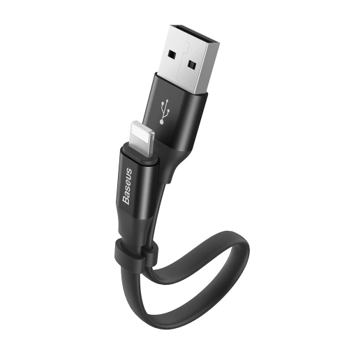 Buy Baseus Nimble Flat Portable USB / Lightning Cable with Buckle 2A 0,23M black (CALMBJ-B01) - BSU2255BLK - {ean13} - Home Screen Store Europe
