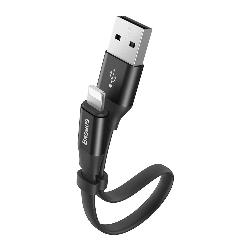 Baseus Nimble płaski kabel przewód USB / Lightning z uchwytem 2A 0,23M czarny (CALMBJ-B01)