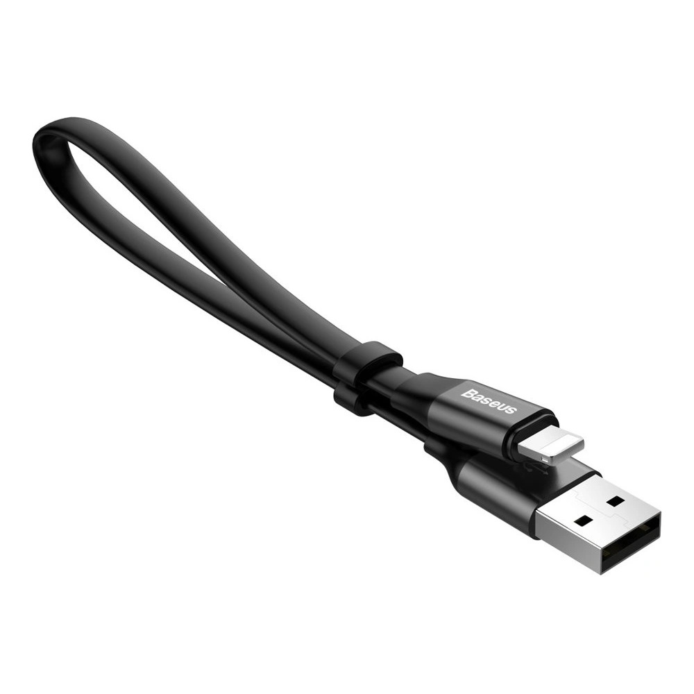 Baseus Nimble płaski kabel przewód USB / Lightning z uchwytem 2A 0,23M czarny (CALMBJ-B01)