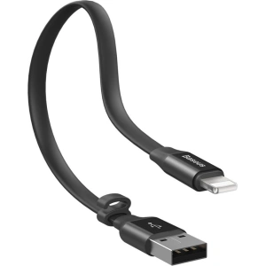 Baseus Nimble Flat Portable USB / Lightning Cable with Buckle 2A 0,23M black (CALMBJ-B01)