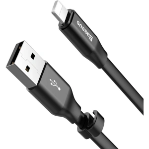 Baseus Nimble Flat Portable USB / Lightning Cable with Buckle 2A 0,23M black (CALMBJ-B01)