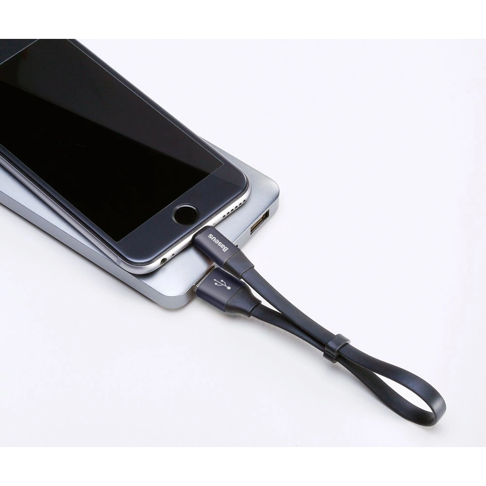 Baseus Nimble płaski kabel przewód USB / Lightning z uchwytem 2A 0,23M czarny (CALMBJ-B01)