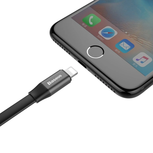 Buy Baseus Nimble Flat Portable USB / Lightning Cable with Buckle 2A 0,23M black (CALMBJ-B01) - BSU2255BLK - {ean13} - Home Screen Store Europe