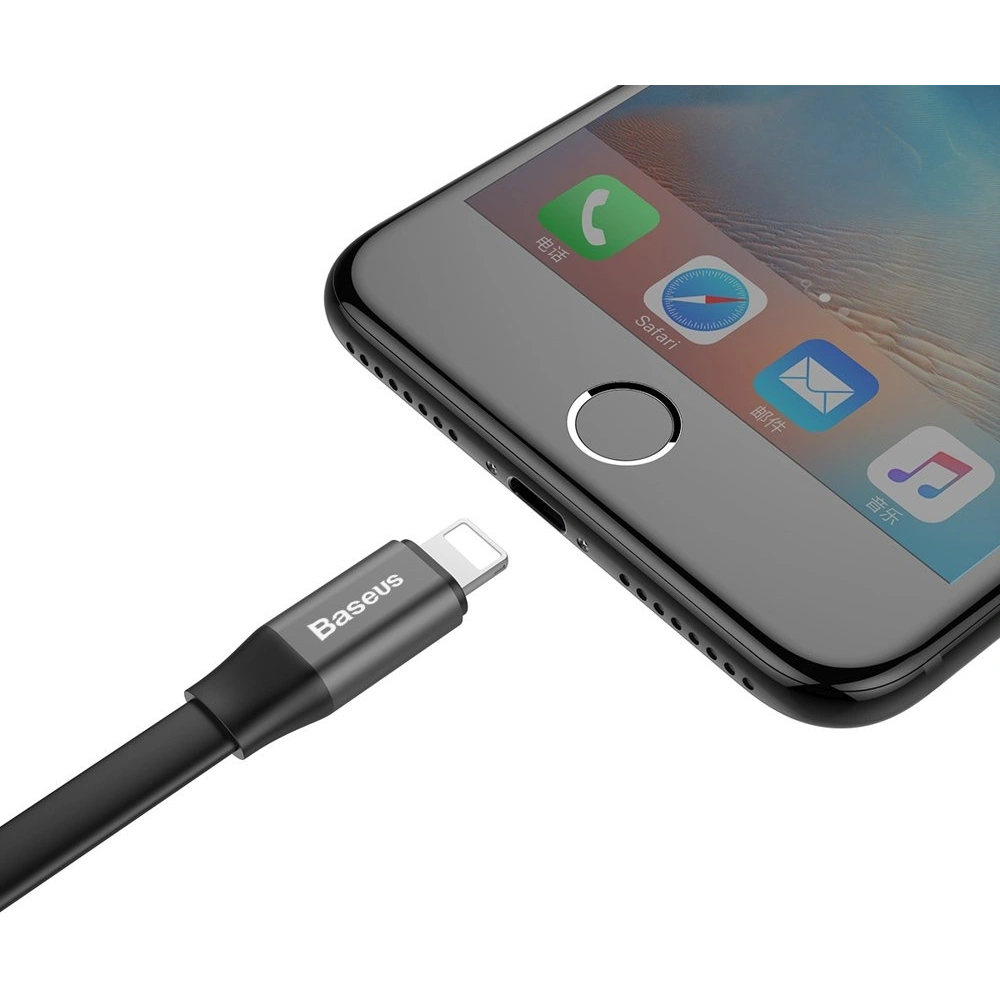 Baseus Nimble płaski kabel przewód USB / Lightning z uchwytem 2A 0,23M czarny (CALMBJ-B01)