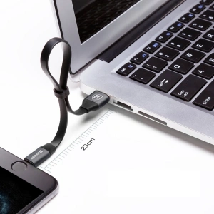 Baseus Nimble Flat Portable USB / Lightning Cable with Buckle 2A 0,23M black (CALMBJ-B01)