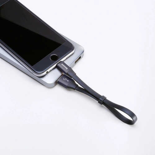 Buy Baseus Nimble Flat Portable USB / Lightning Cable with Buckle 2A 0,23M black (CALMBJ-B01) - BSU2255BLK - {ean13} - Home Screen Store Europe