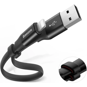Baseus Nimble Flat Portable USB / Lightning Cable with Buckle 2A 0,23M black (CALMBJ-B01)