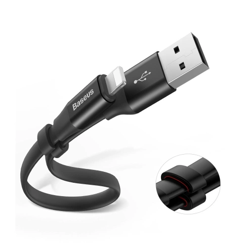 Buy Baseus Nimble Flat Portable USB / Lightning Cable with Buckle 2A 0,23M black (CALMBJ-B01) - BSU2255BLK - {ean13} - Home Screen Store Europe