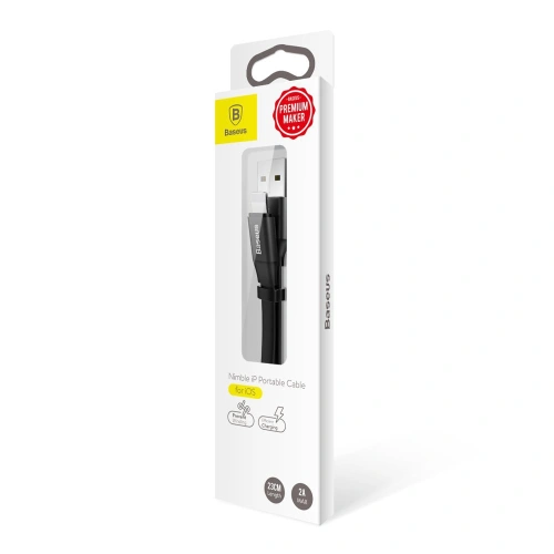 Kup Baseus Nimble lapos USB / Lightning kábel 2A tartóval 0,23M fekete (CALMBJ-B01) - BSU2255BLK - {ean13} - Sklep Home Screen