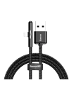 Baseus cablu unghiular din nailon USB Lightning pentru jucători 2.4A 1m negru (CAL7C-A01)