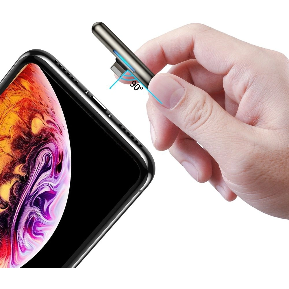 Baseus kątowy nylonowy kabel przewód USB Lightning dla graczy 2.4A 1m czarny (CAL7C-A01)