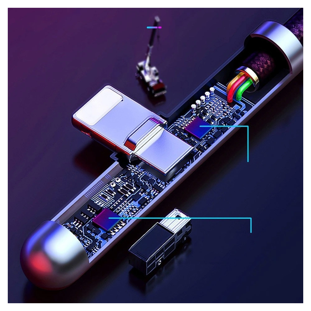 Baseus kątowy nylonowy kabel przewód USB Lightning dla graczy 2.4A 1m czarny (CAL7C-A01)