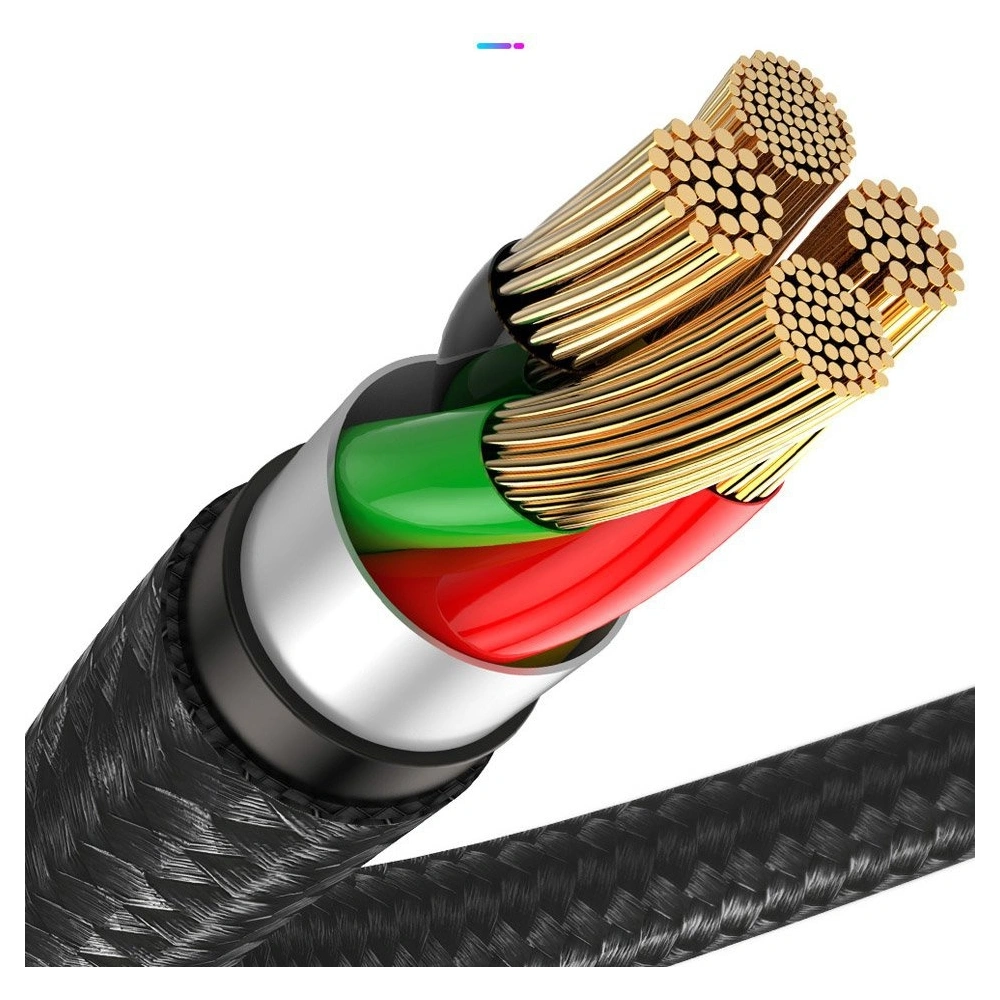 Baseus kątowy nylonowy kabel przewód USB Lightning dla graczy 2.4A 1m czarny (CAL7C-A01)