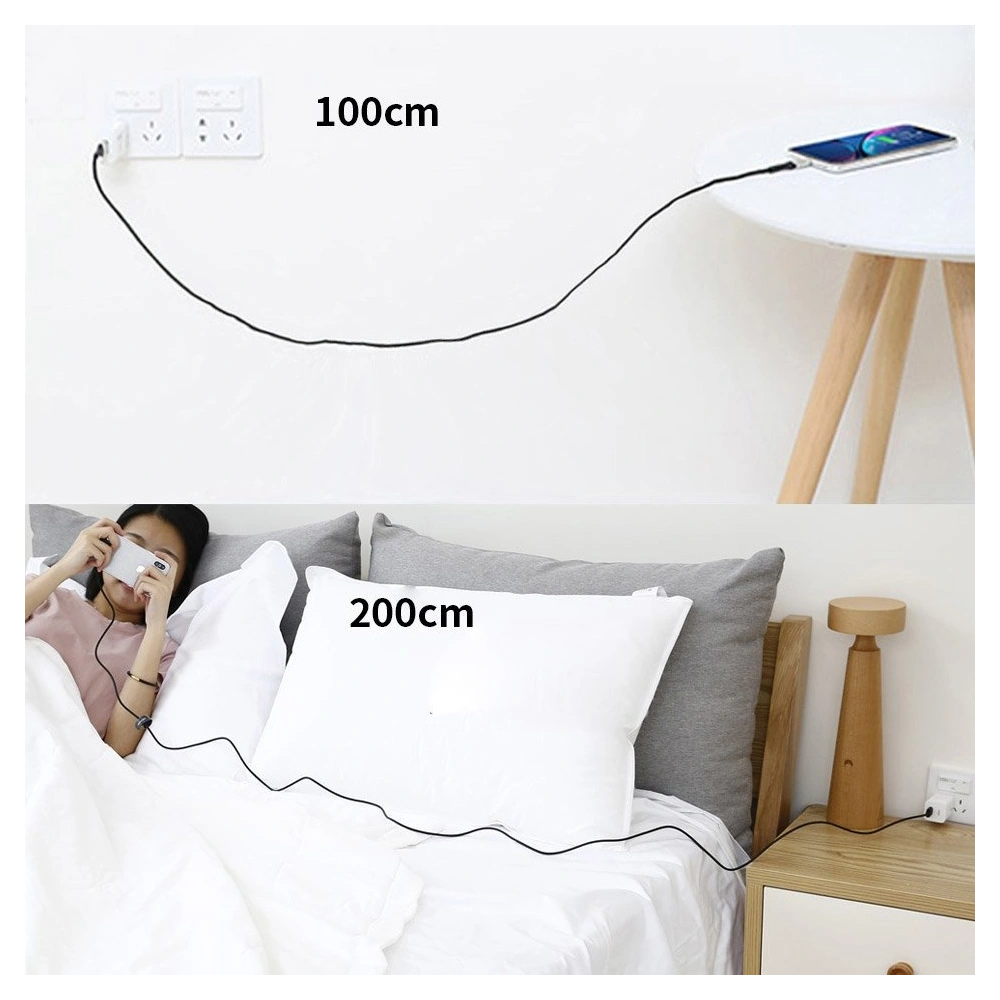 Baseus kątowy nylonowy kabel przewód USB Lightning dla graczy 2.4A 1m czarny (CAL7C-A01)