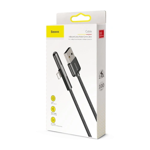 Buy Baseus Mobile Game Elbow Cable USB Lightning with Nylon Braid 2.4A 1m black (CAL7C-A01) - BSU2283BLK - {ean13} - Home Screen Store Europe