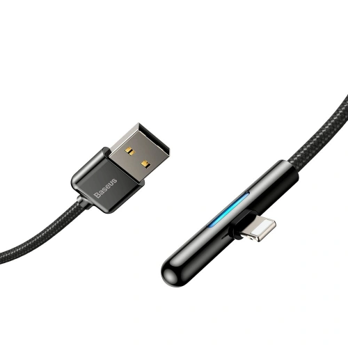 Kup Baseus kątowy nylonowy kabel przewód USB Lightning dla graczy 1.5A 2m czarny (CAL7C-B01) - BSU2285BLK - {ean13} - Sklep Home Screen