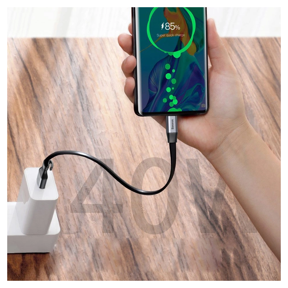Baseus Simple płaski kabel przewód USB / USB Typ C SuperCharge 5A 40W Quick Charge 3.0 QC 3.0 23cm złoty (CATMBJ-BV3)