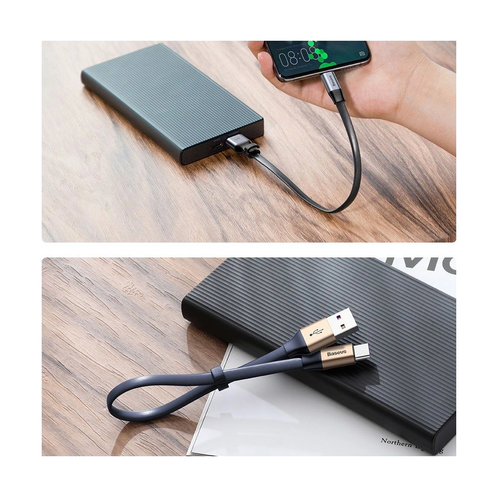Baseus Simple płaski kabel przewód USB / USB Typ C SuperCharge 5A 40W Quick Charge 3.0 QC 3.0 23cm złoty (CATMBJ-BV3)