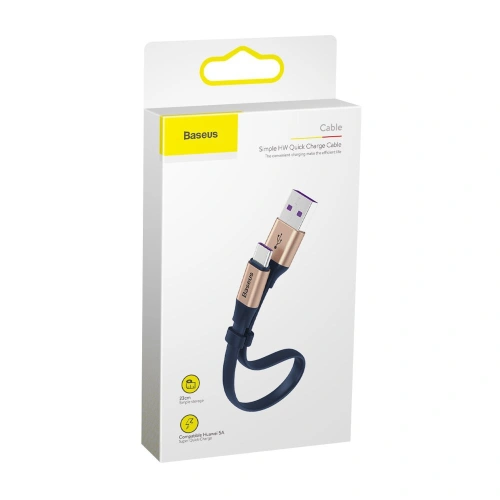 Kup Baseus Jednoduchý plochý kabel USB / USB Typ C SuperCharge 5A 40W Quick Charge 3.0 QC 3.0 23cm zlatý (CATMBJ-BV3) - BSU2287GLD - {ean13} - Sklep Home Screen