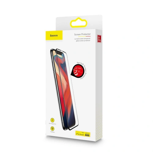 Buy Baseus 0.23mm curved-screen tempered glass screen protector with crack-resistant edges For iPhone XR / iPhone 11 Black (SGAPIPH6 - BSU2348BLK - {ean13} - Home Screen Store Europe