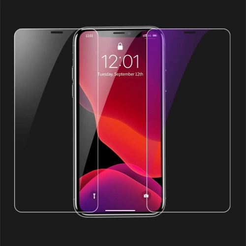 Kup Baseus szkło hartowane 0.3mm 9H Anti-bluelight Apple iPhone 11 Pro Max/XS Max + pozycjoner (SGAPIPH65-LF02) - BSU2354 - {ean13} - Sklep Home Screen