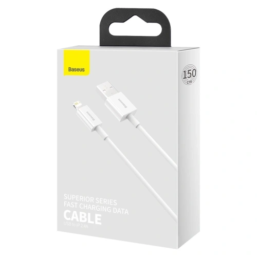 Kup Kabel USB do Lightning Baseus Superior Series, 2.4A, 1,5m (bílý) - BSU2365WHT - {ean13} - Sklep Home Screen