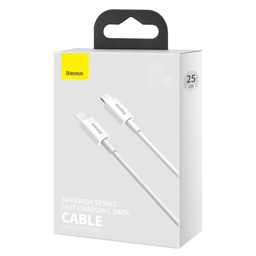 Kup Cablu USB-C la Lightning Baseus Superior Series, 20W, PD, 0,25m (alb) - BSU2367WHT - {ean13} - Sklep Home Screen