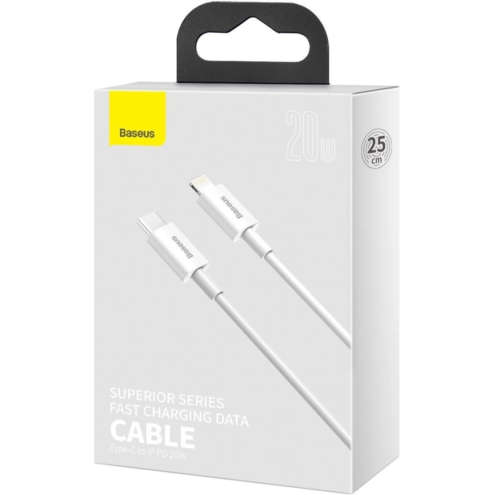 Kabel USB-C do Lightning Baseus Superior Series, 20W, PD, 0,25m (biały)